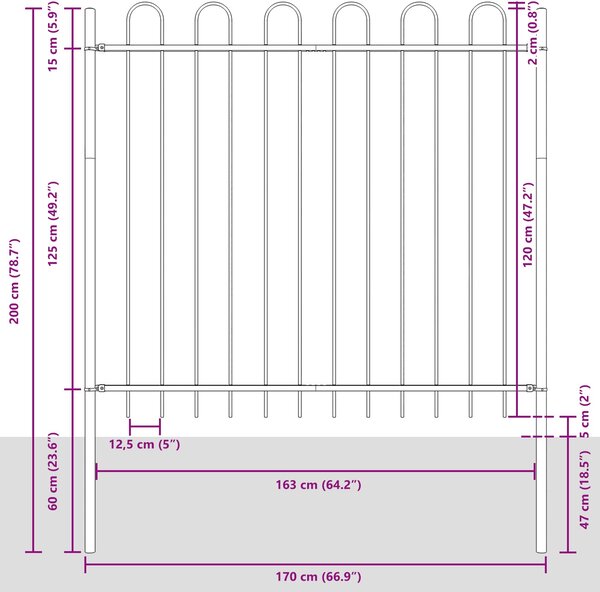Zahradní plot WOERDEN 3 ks 5,1 x 0,6 m Práškově lakovaná ocel 3334048