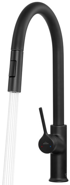 Invena Farsala, dřezová baterie s výsuvnou 2-funkční výlevkou h-433, černá matná, INV-BZ-40-U04-S