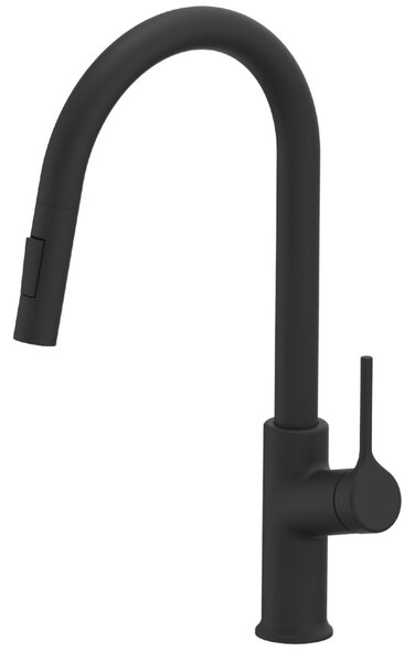 Invena Farsala, dřezová baterie s výsuvnou 2-funkční výlevkou h-433, černá matná, INV-BZ-40-U04-S