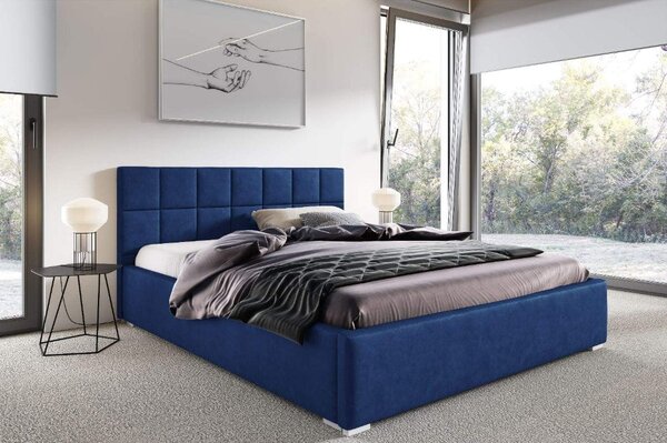 Manželská postel s matrací Santiago 120x200 Modrá Kovový rám