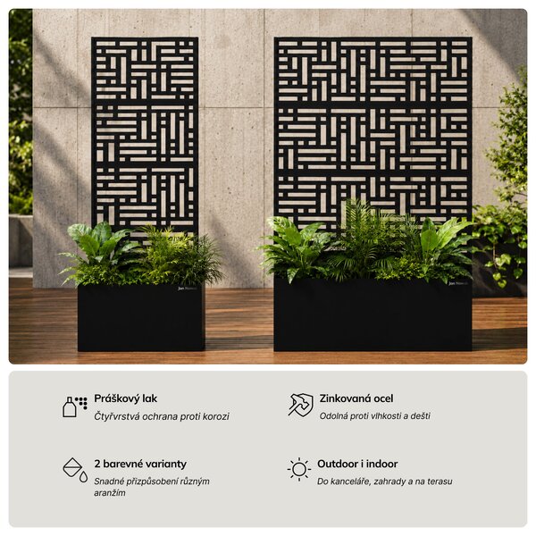 Zahradní kovová pergola s truhlíkem 3v1 černá, 1200x1800x300 mm: ROSE