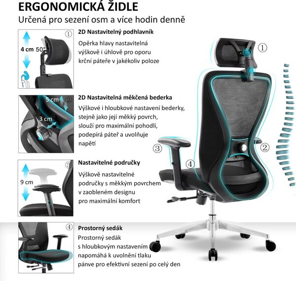 Kancelářská ergonomická židle Neoseat NICOLE — černá, nosnost 150 kg