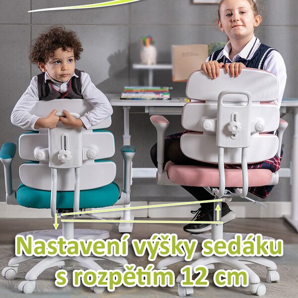 Dětská rostoucí židle Neoseat KIDDY THREE — látka, tmavě růžová