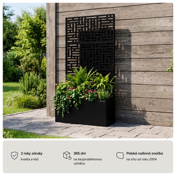 Zahradní kovová pergola s truhlíkem 3v1 černá, 900x1800x300 mm: ROSE