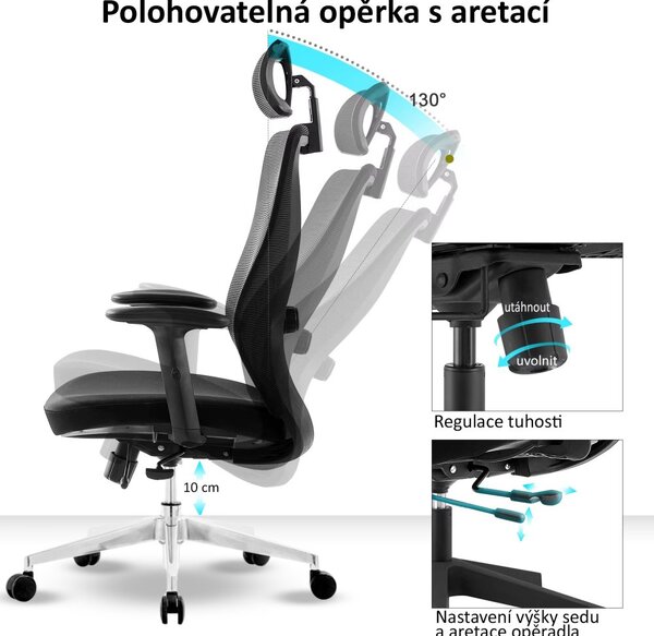 Kancelářská ergonomická židle Neoseat NICOLE — černá, nosnost 150 kg