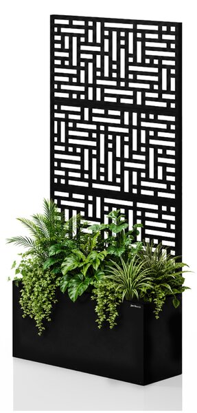 Zahradní kovová pergola s truhlíkem 3v1 černá, 900x1800x300 mm: ROSE