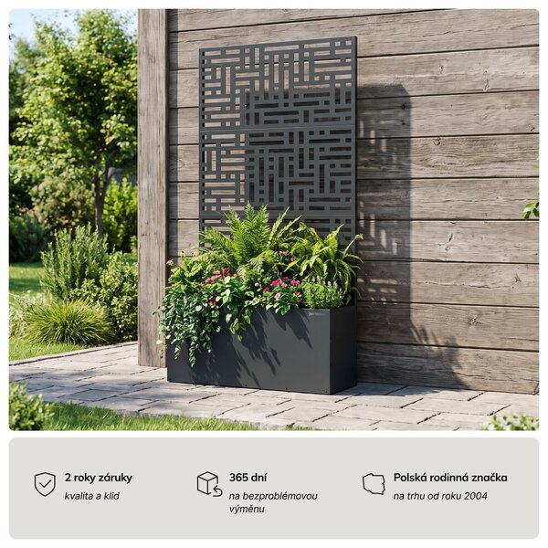 Zahradní kovová pergola s truhlíkem 3v1 antracitová, 900x1800x300 mm: ROSE