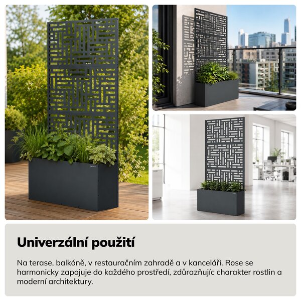 Zahradní kovová pergola s truhlíkem 3v1 antracitová, 900x1800x300 mm: ROSE