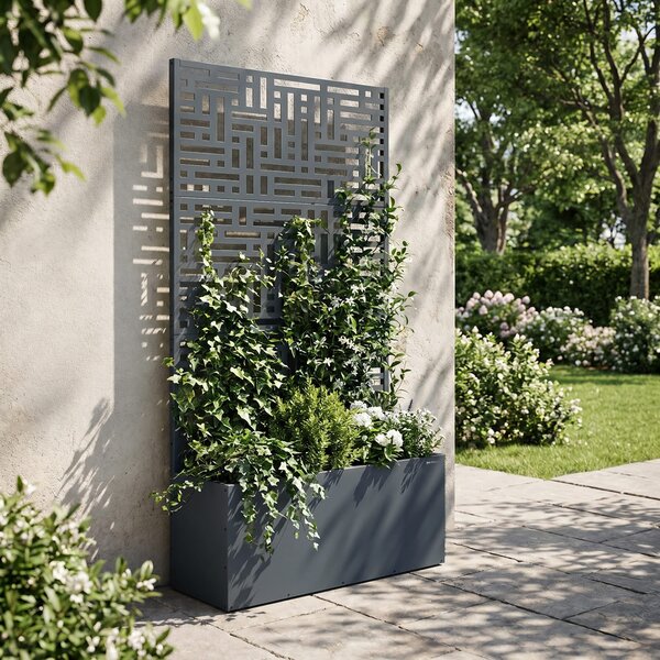 Zahradní kovová pergola s truhlíkem 3v1 antracitová, 900x1800x300 mm: ROSE