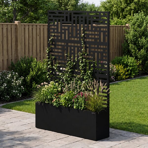 Zahradní kovová pergola s truhlíkem 3v1 černá, 1200x1800x300 mm: ROSE