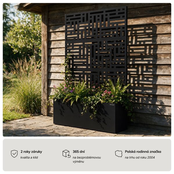 Zahradní kovová pergola s truhlíkem 3v1 černá, 1200x1800x300 mm: ROSE