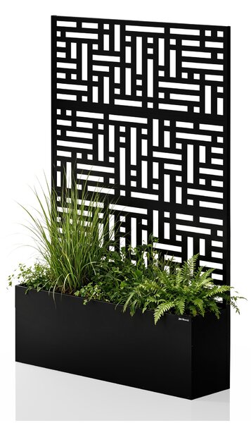 Zahradní kovová pergola s truhlíkem 3v1 černá, 1200x1800x300 mm: ROSE