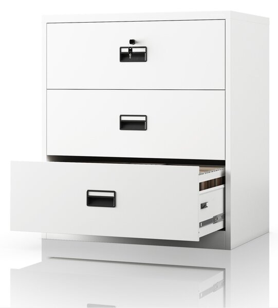 Bílá kovová kartotéční skříň: SARA XL V3, 900 × 1020 × 600 mm