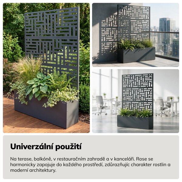Zahradní kovová pergola s truhlíkem 3v1 antracitová, 1200x1800x300 mm: ROSE
