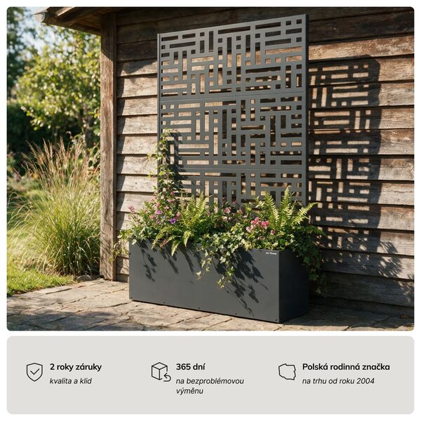 Zahradní kovová pergola s truhlíkem 3v1 antracitová, 1200x1800x300 mm: ROSE
