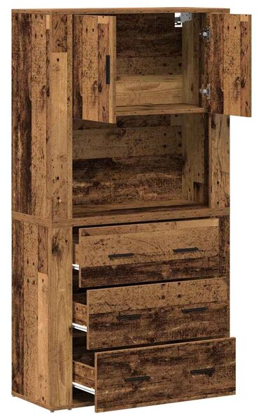 Vysoký bufet Staré dřevo 80 x 33 x 150 cm Kompozitní dřevo 3334343