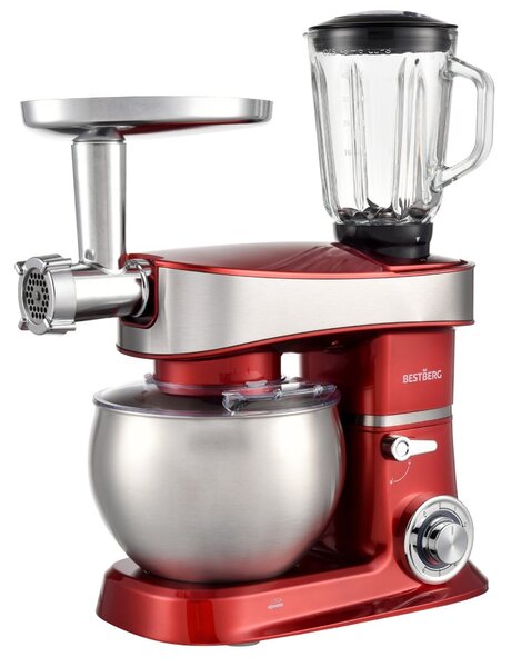 Multifunkční kuchyňský robot BestBerg BBR-2000R / 2000 W / 6 l / 6 rychlostí / červená