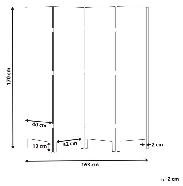 4dílný paraván AVENES Krémově bílá 163 cm 170 cm