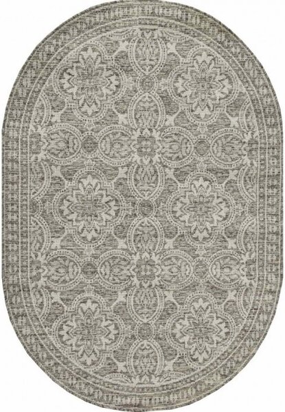Vopi | Kusový koberec OVÁL Flat 21193 ivory/silver/grey - Ovál 200 x 290 cm