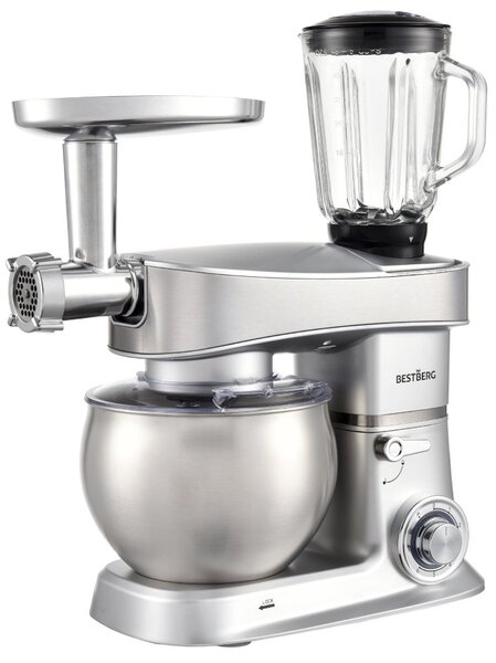 Multifunkční kuchyňský robot BestBerg BBR-2000S / 2000 W / 6 l / 6 rychlostí / stříbrná