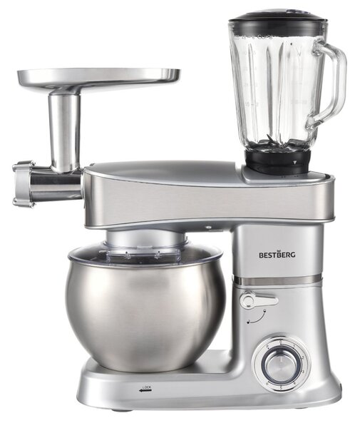 Multifunkční kuchyňský robot BestBerg BBR-2000S / 2000 W / 6 l / 6 rychlostí / stříbrná