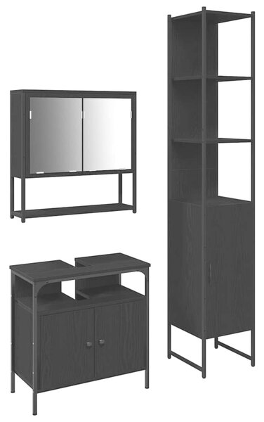 Sada koupelnového nábytku 3 ks Černý dub 33 x 33 x 185,5 cm 3334372