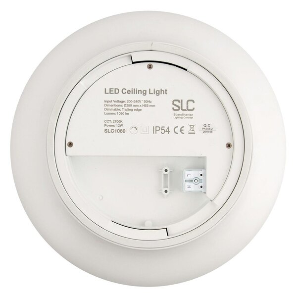 SLC SLC1061 Stropní LED svítidlo Pluto 250 mm bílé 1090lm 3000K stmívatelné IP54 opál - TLG