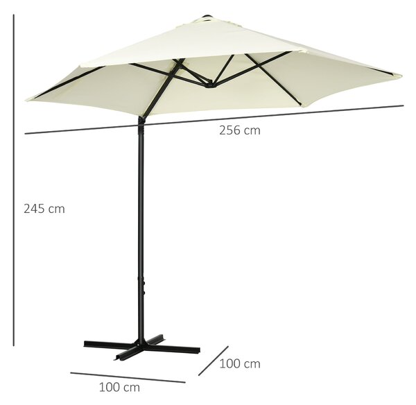 Outsunny Ø256x245 cm Zahradní Slunečník Offset Parasol s Ručním Otočením 360° a Křížovou Základnou pro Terasu a Zahradu | Aosom