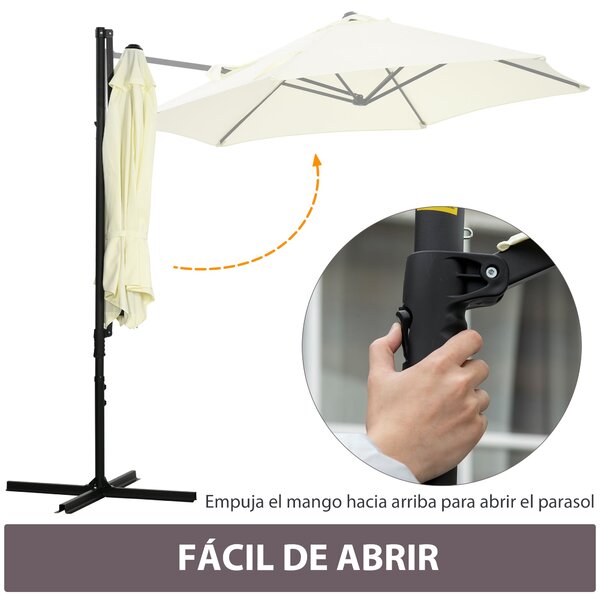Outsunny Ø256x245 cm Zahradní Slunečník Offset Parasol s Ručním Otočením 360° a Křížovou Základnou pro Terasu a Zahradu | Aosom