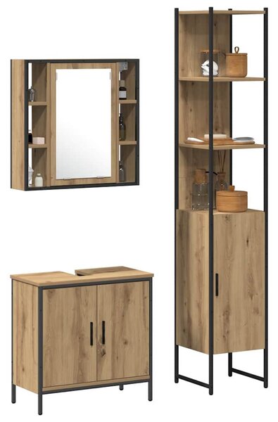 Koupelnové umyvadlové jednotky 3 ks Hnědá 33 x 33 x 185,5 cm 3334384