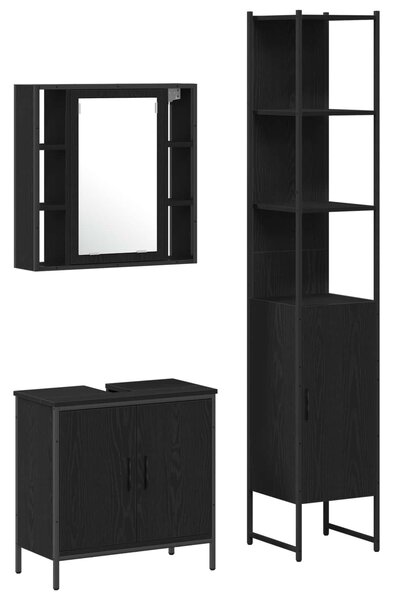 Koupelnové umyvadlové jednotky 3 ks Černá 33 x 33 x 185,5 cm 3334385