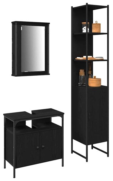 Sada koupelnového nábytku 3 ks Černý dub 33 x 33 x 185,5 cm 3334397