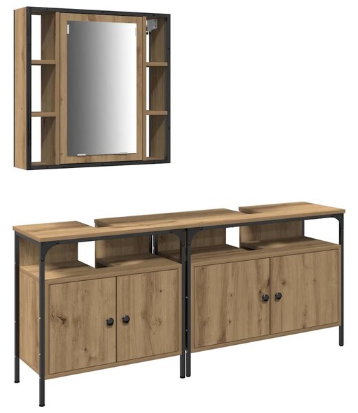 Koupelnové umyvadlové jednotky 3 ks Hnědá 80 x 30 x 60 cm 3334398