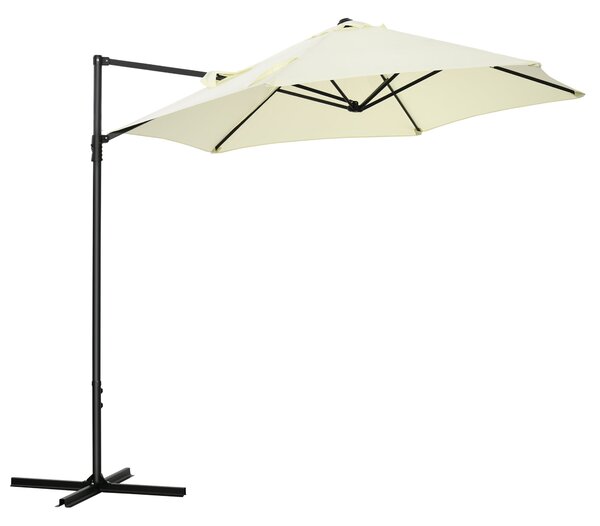 Outsunny Ø256x245 cm Zahradní Slunečník Offset Parasol s Ručním Otočením 360° a Křížovou Základnou pro Terasu a Zahradu | Aosom