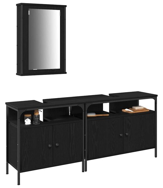 Koupelnové umyvadlové jednotky 3 ks Černá 80 x 30 x 60 cm 3334393