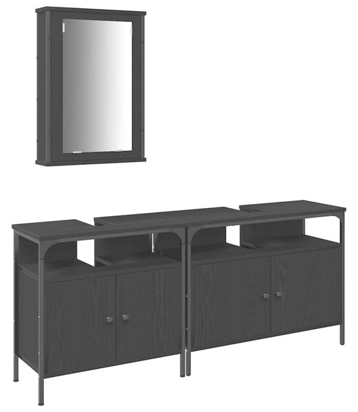 Koupelnové umyvadlové jednotky 3 ks Černá 80 x 30 x 60 cm 3334393