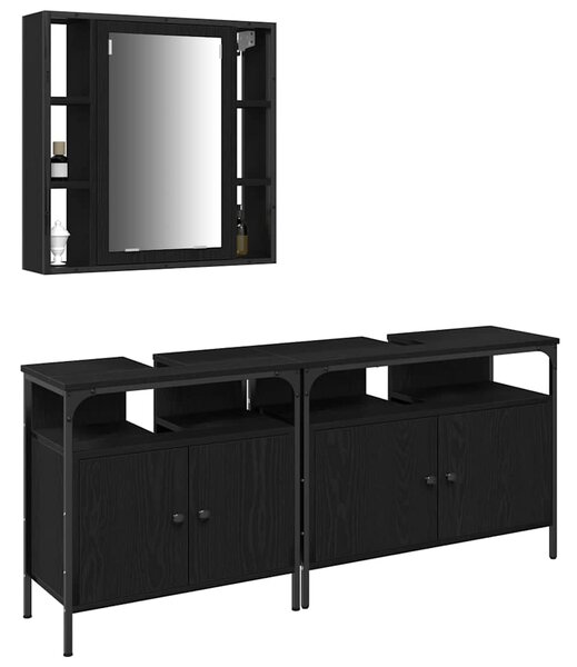 Koupelnové umyvadlové jednotky 3 ks Černá 80 x 30 x 60 cm 3334399