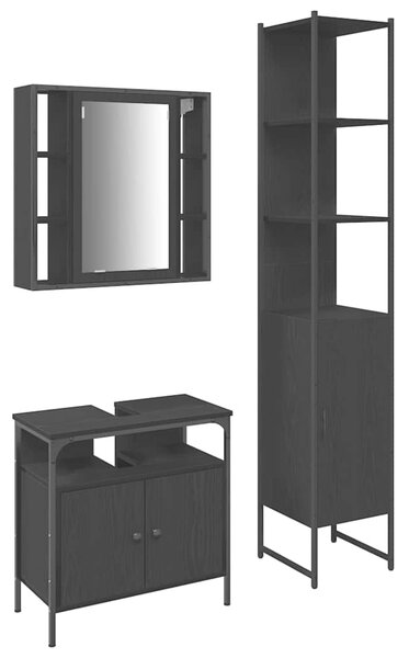 Sada koupelnového nábytku 3 ks Černý dub 33 x 33 x 185,5 cm 3334395
