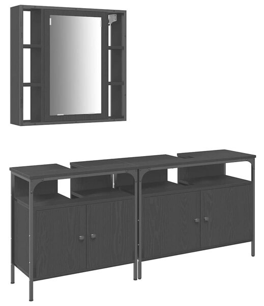 Koupelnové umyvadlové jednotky 3 ks Černá 80 x 30 x 60 cm 3334399