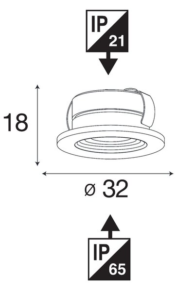 SLC SLC1206IP Vestavné LED svítidlo MiniOne Fixed 2,1 W 3 V 3000 K stmívatelné IP65 32 mm 45° Ra90 bílé - TLG