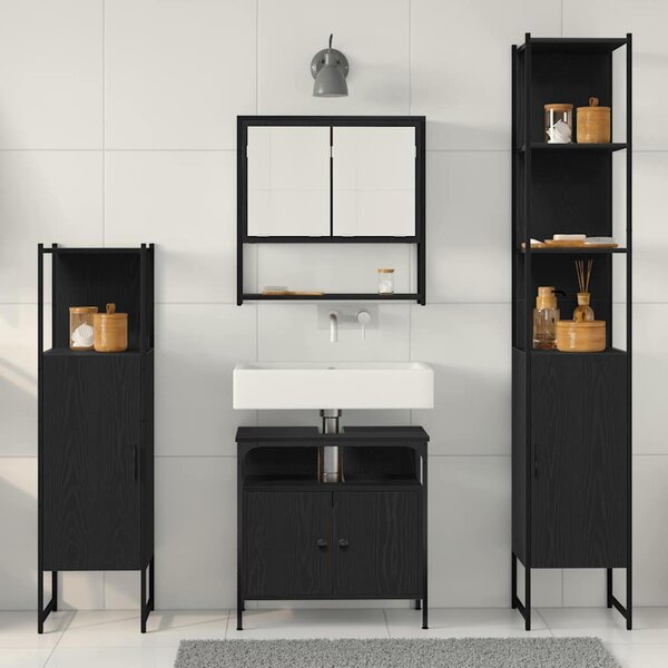Sada koupelnového nábytku 4 ks Černý dub 33 x 33 x 185,5 cm 3334408