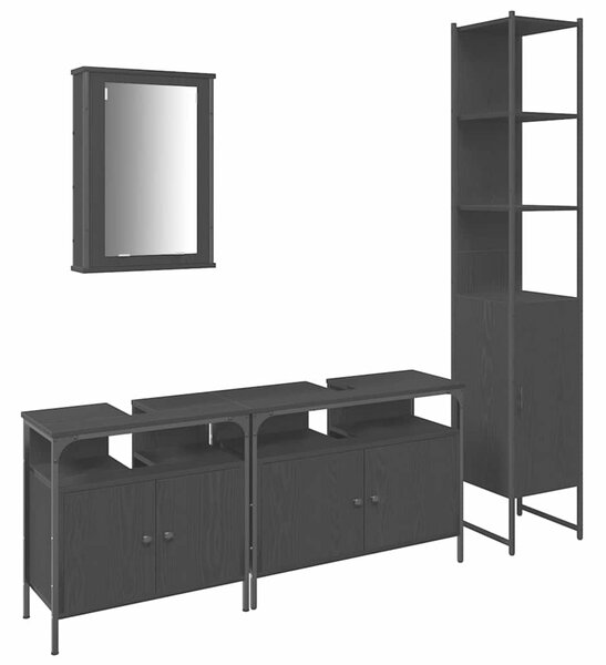Sada koupelnového nábytku 4 ks Černý dub 33 x 33 x 185,5 cm 3334421