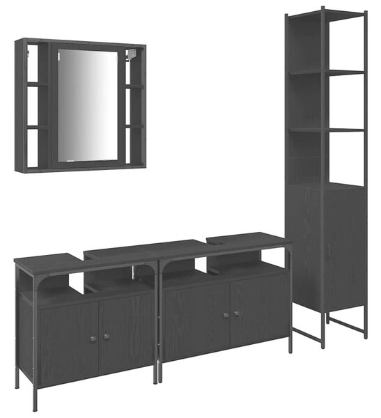 Sada koupelnového nábytku 4 ks Černý dub 33 x 33 x 185,5 cm 3334423