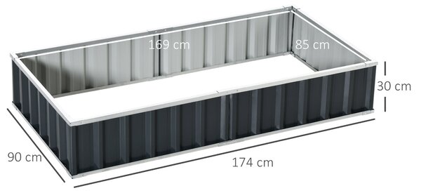 Outsunny Městská zahrada 174x90x30 cm Ocelový zahradní záhon včetně rukavic Obdélníkový květináč pro plodiny, rostliny a květiny na terasu, balkon a v