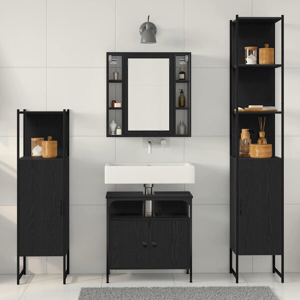 Sada koupelnového nábytku 4 ks Černý dub 33 x 33 x 185,5 cm 3334431