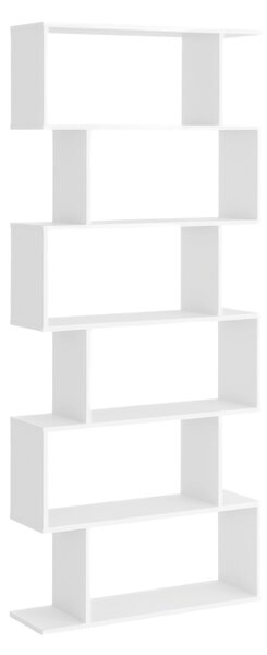 HOMCOM Moderní Knihařská Skříň s 6 Policemi pro Jídelnu, Obývací Pokoj a Kancelář 80x23x192 cm Bílá | Aosom