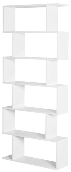 HOMCOM Moderní Knihařská Skříň s 6 Policemi pro Jídelnu, Obývací Pokoj a Kancelář 80x23x192 cm Bílá | Aosom