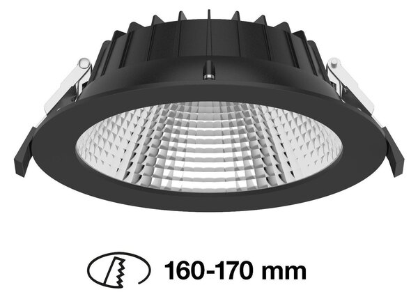 SLC SLC1527 Vestavné LED svítidlo Shift pr.160-170 mm černé 1900lm 3000/4000K Ra80 bez driveru IP54/IP40 UGR19 - TLG