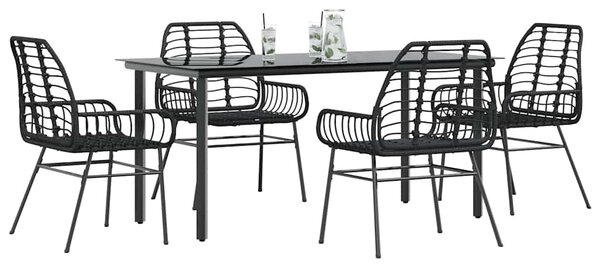 5dílný zahradní jídelní set černý polyratan sklo 3334537