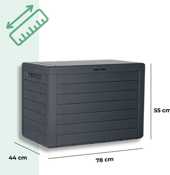 Zahradní úložný box WOODEBOX, 190L, 78x44x55cm, antracitová Prosperplast